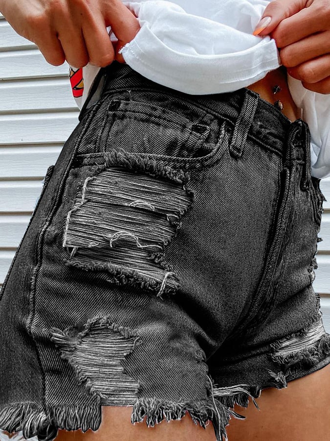 Women's Fashion Printed Hip-Stretching Sexy Denim Shorts