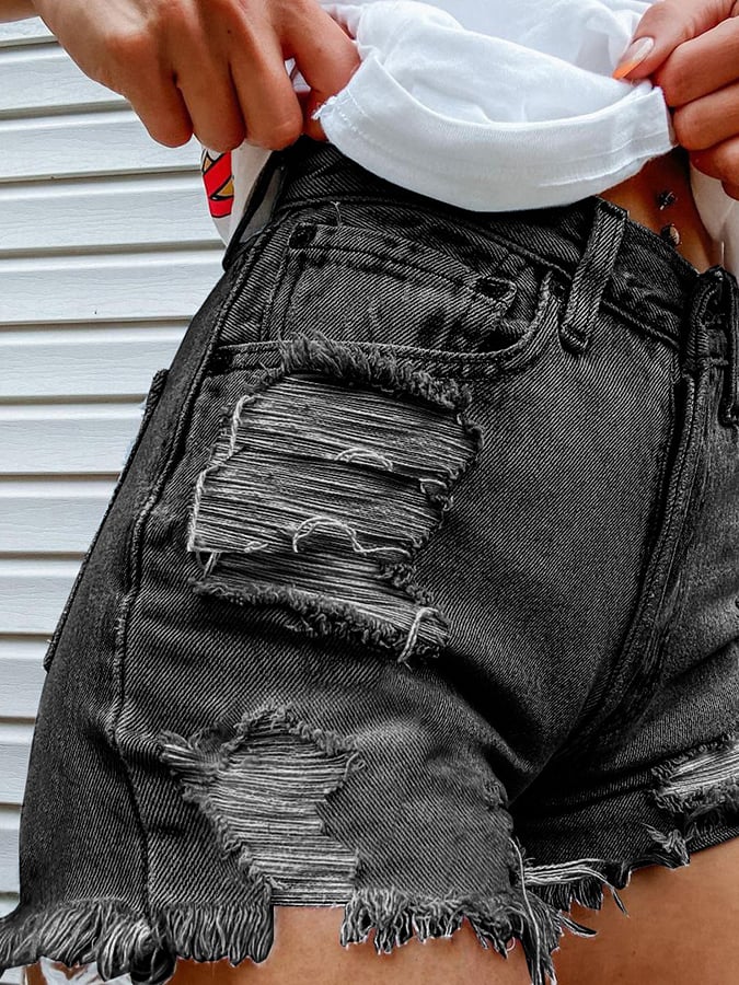 Women's Fashion Printed Hip-Stretching Sexy Denim Shorts