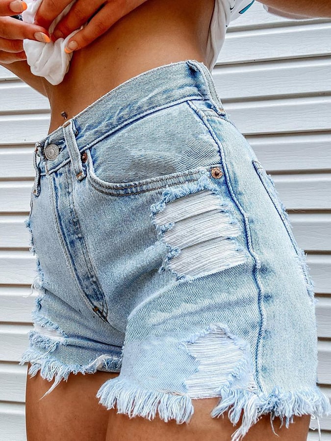 Women's Fashion Printed Hip-Stretching Sexy Denim Shorts