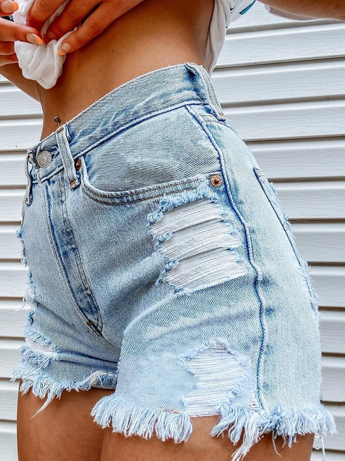 Women's Fashion Printed Hip-Stretching Sexy Denim Shorts