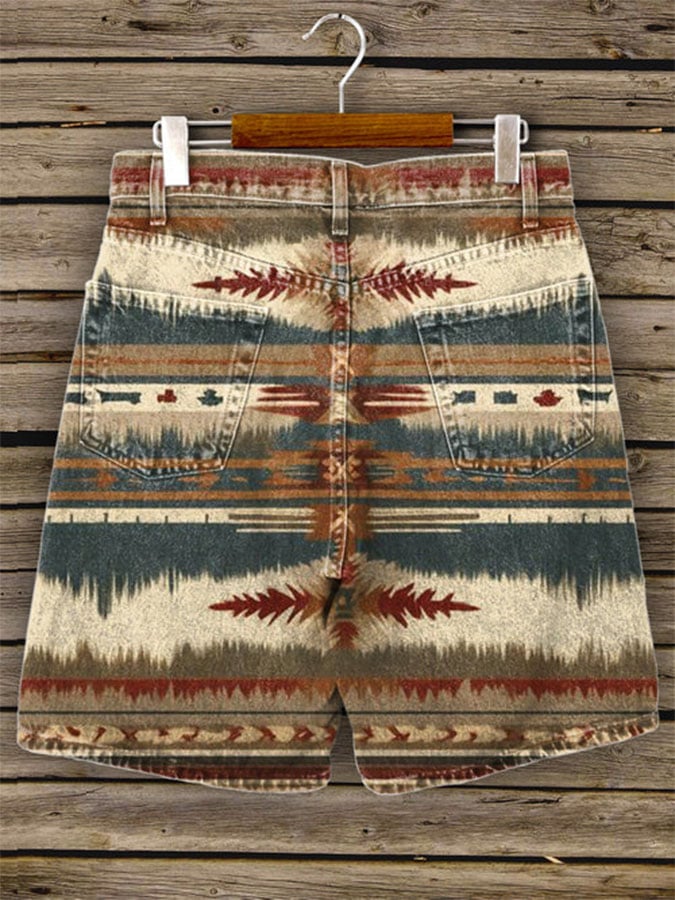 Women's Vintage Western Style Double Pocket Shorts