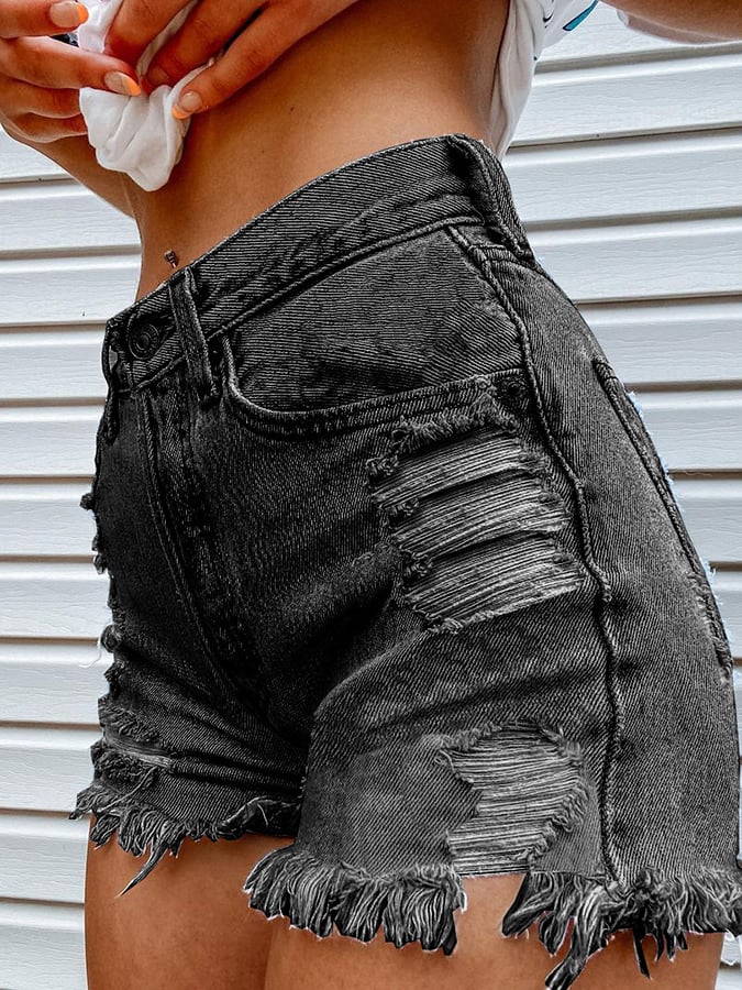Women's Fashion Printed Hip-Stretching Sexy Denim Shorts