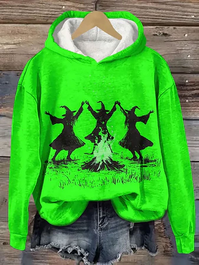 Women's Halloween Printed Hooded Sweatshirt