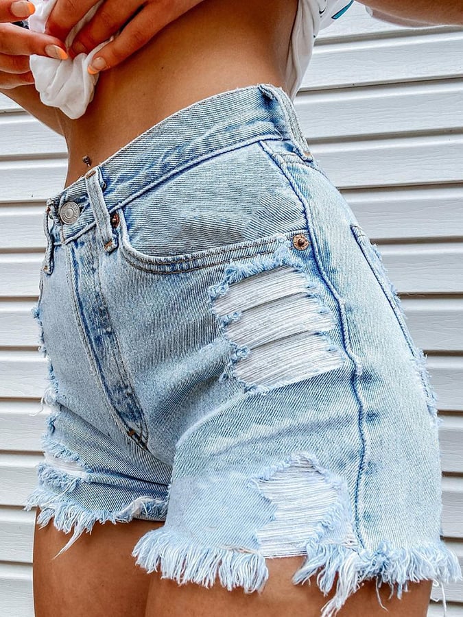 Women's Fashion Printed Hip-Stretching Sexy Denim Shorts