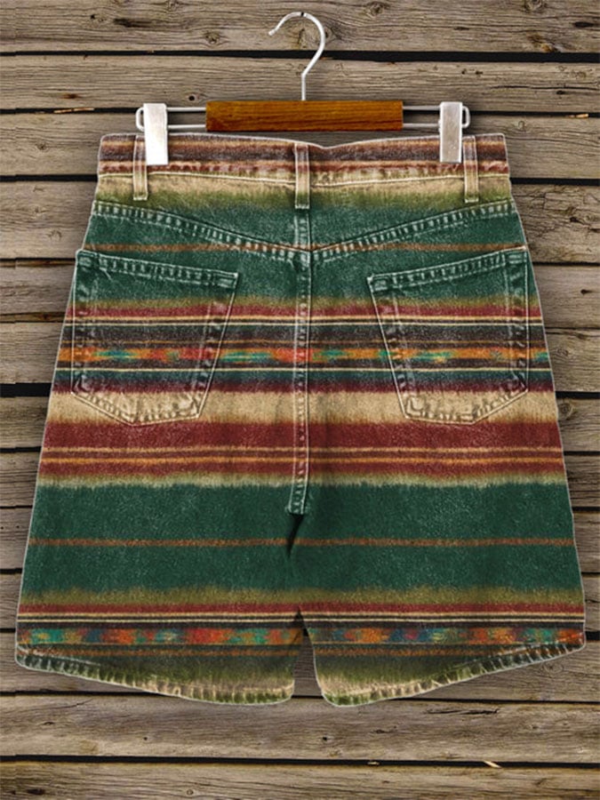 Women's Vintage Western Style Double Pocket Shorts