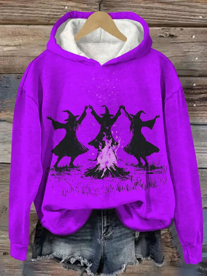 Women's Halloween Printed Hooded Sweatshirt