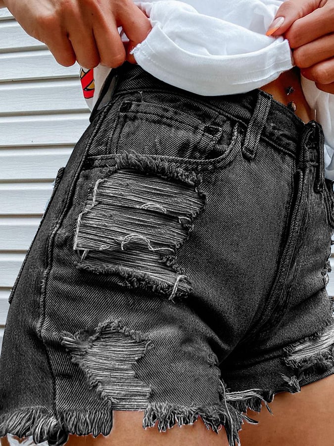 Women's Fashion Printed Hip-Stretching Sexy Denim Shorts