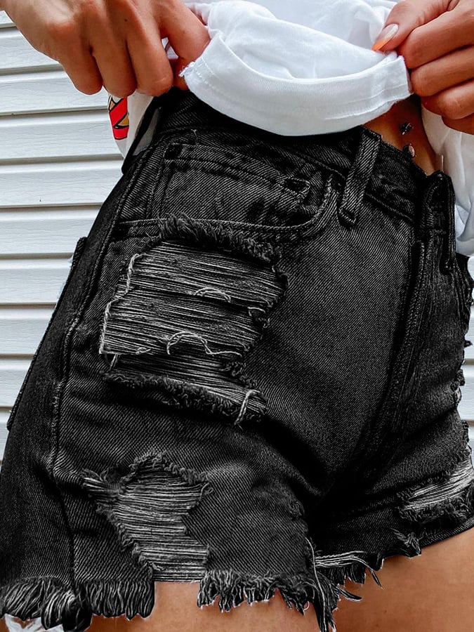 Women's Fashion Printed Hip-Stretching Sexy Denim Shorts