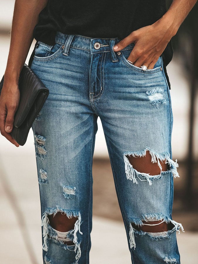 Casual Ripped Wash Fashion Street Jeans