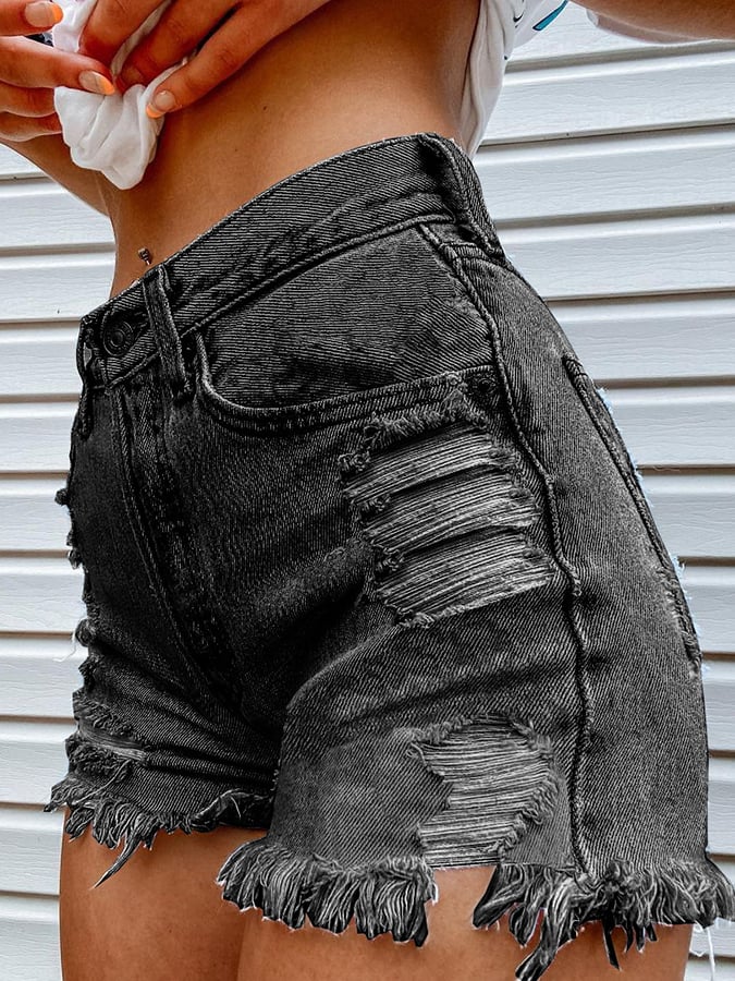 Women's Fashion Printed Hip-Stretching Sexy Denim Shorts
