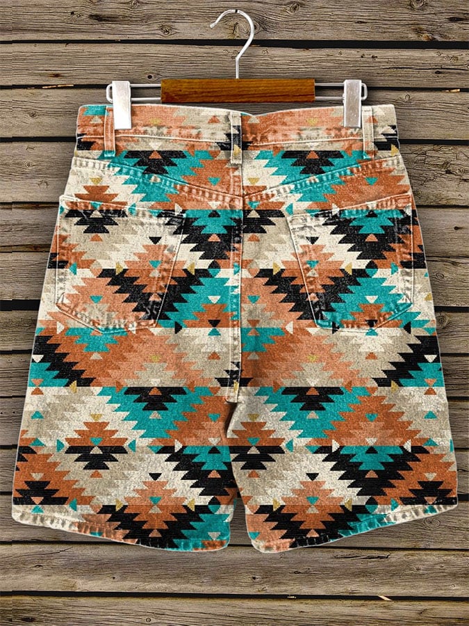 Women's Vintage Western Style Double Pocket Shorts