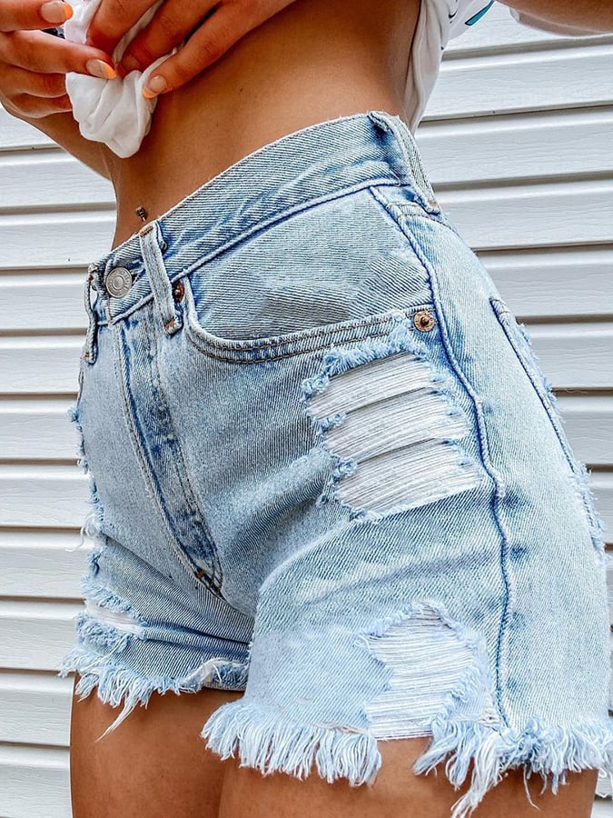 Women's Fashion Printed Hip-Stretching Sexy Denim Shorts
