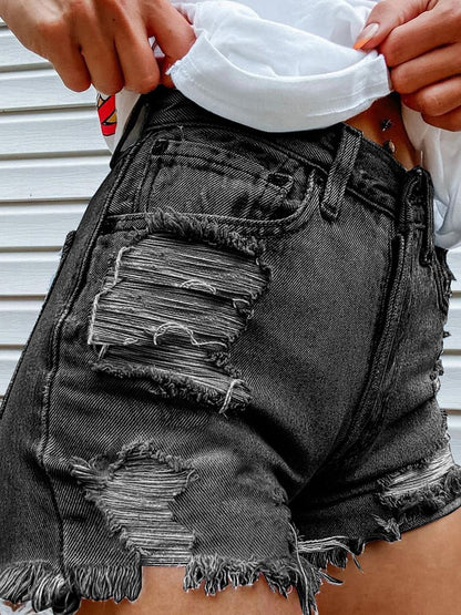 Women's Fashion Printed Hip-Stretching Sexy Denim Shorts