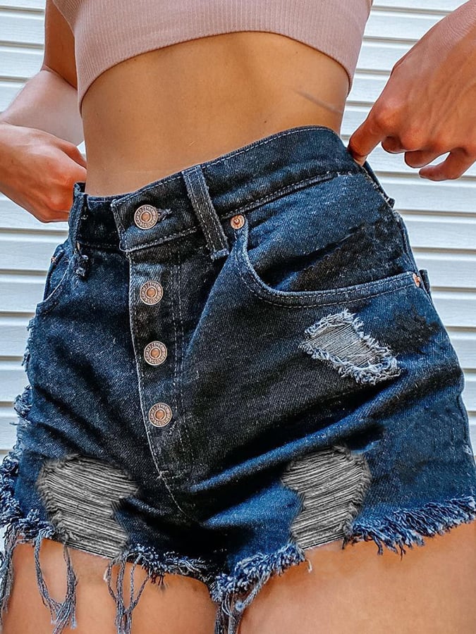 Women's Fashion Printed Hip-Stretching Sexy Denim Shorts