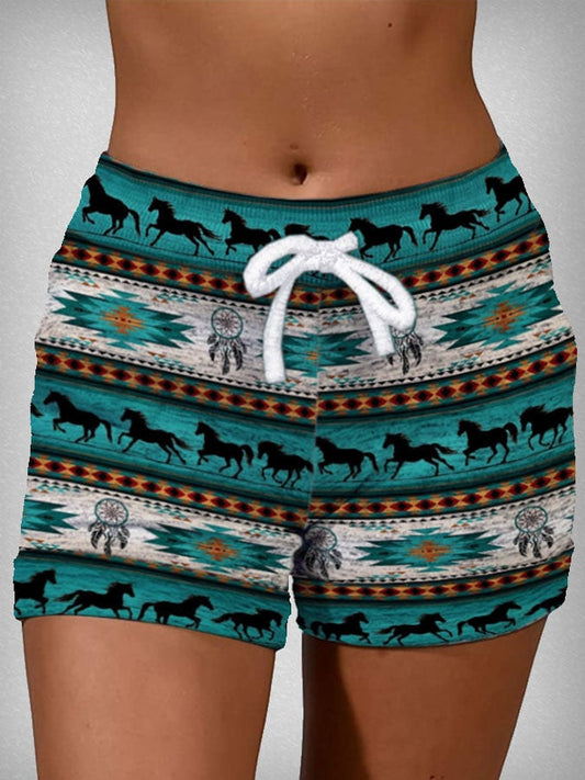 Vintage Western Print Shorts