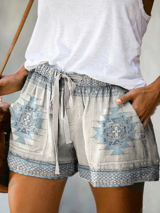 Women's Western Vintage Print Casual Shorts