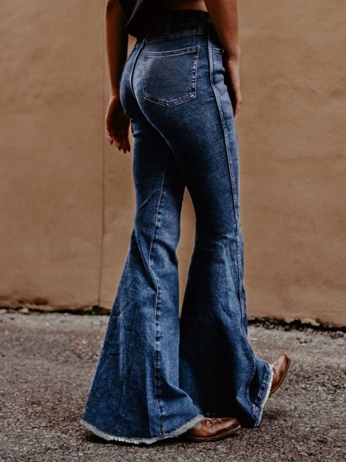 Western-Inspired Casual Flared Jeans