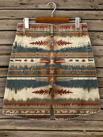 Women's Vintage Western Style Double Pocket Shorts