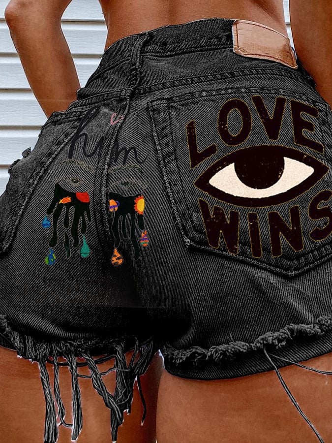 Women's Fashion Printed Hip-Stretching Sexy Denim Shorts