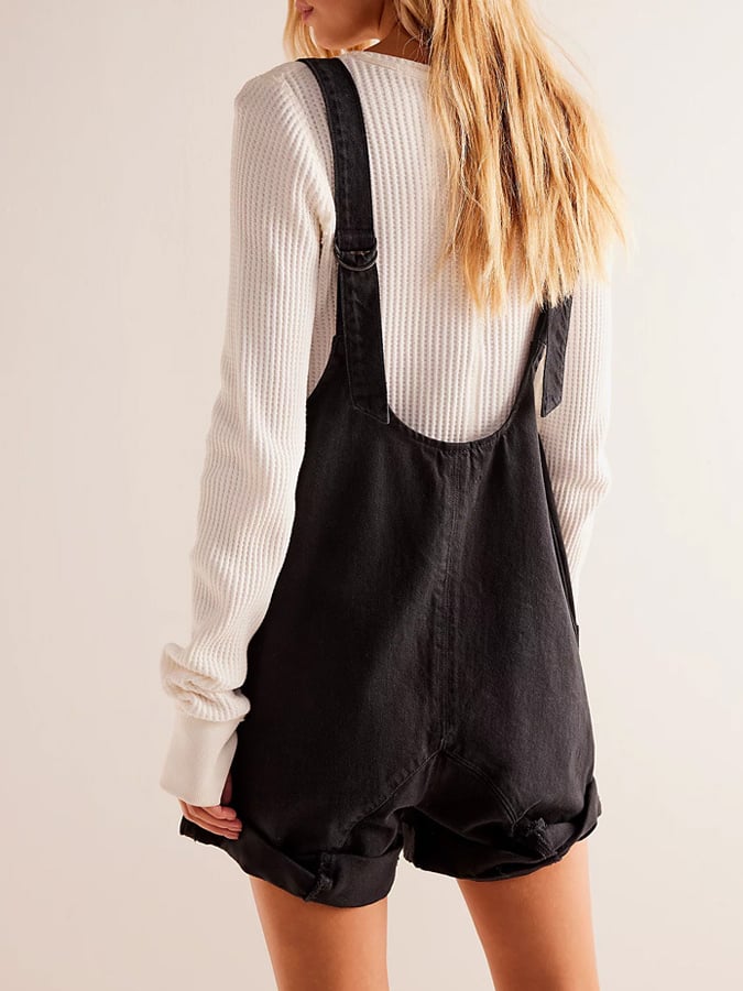 Women's Vintage Pocket Suspenders Adjustable Straps Washed Denim Jumpsuit