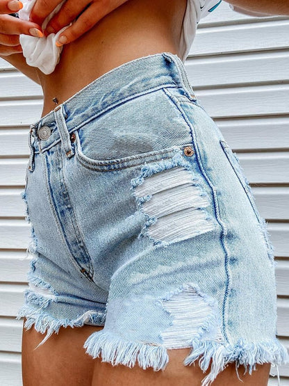 Women's Fashion Printed Hip-Stretching Sexy Denim Shorts
