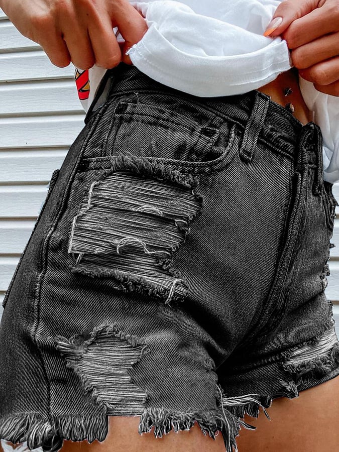 Women's Fashion Printed Hip-Stretching Sexy Denim Shorts