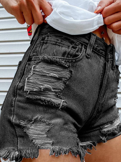 Women's Fashion Printed Hip-Stretching Sexy Denim Shorts