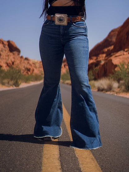 Western-Inspired Casual Flared Jeans