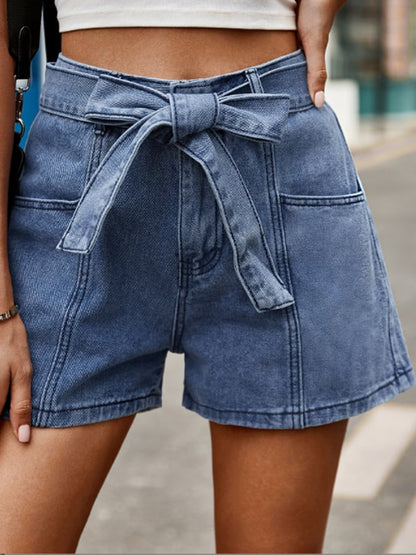 New High -Waist Lace Versatile Denim Shorts Casual Shorts