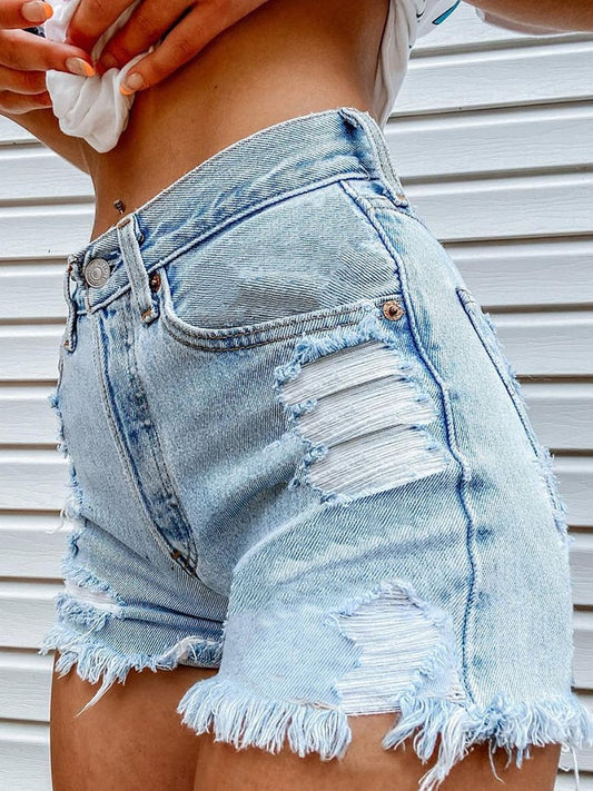 Women's Fashion Printed Hip-Stretching Sexy Denim Shorts