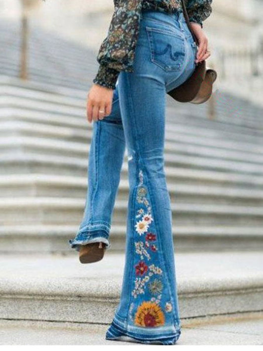 Vintage Flared Embroidered Jeans