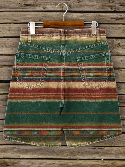 Women's Vintage Western Style Double Pocket Shorts