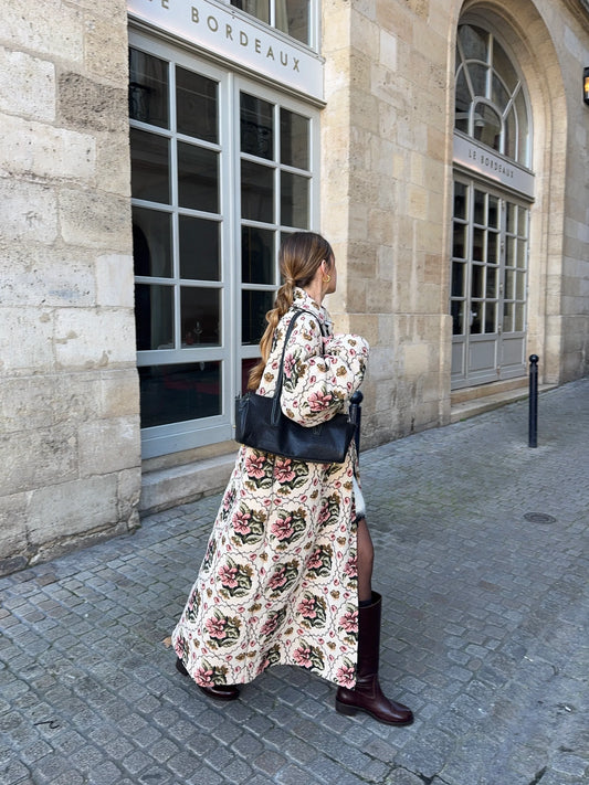 Elegant Vintage Floral Longline Coat