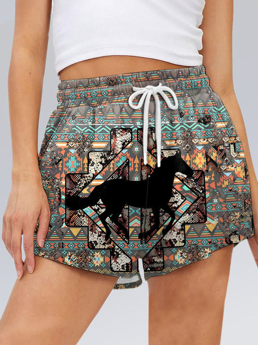 Women's Western Horse Print Shorts