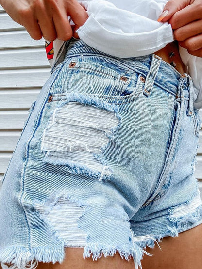 Women's Fashion Printed Hip-Stretching Sexy Denim Shorts
