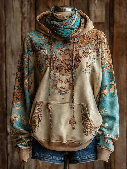Womens Retro Western Design Print Hoodie