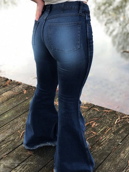 Western-Inspired Casual Flared Jeans