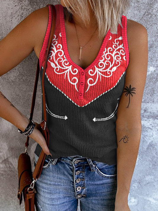 Women'S Retro Western Art Print Tank Top