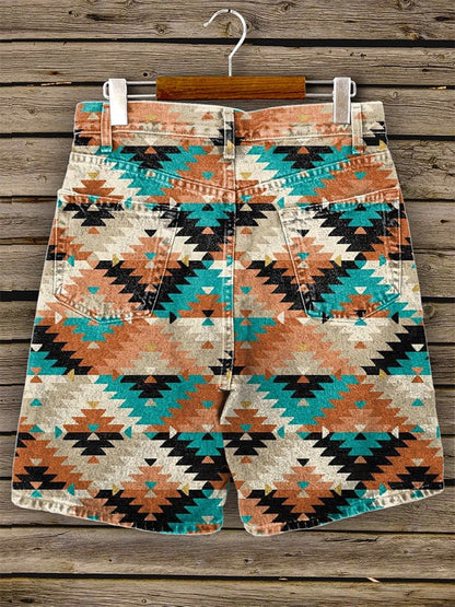 Women's Vintage Western Style Double Pocket Shorts