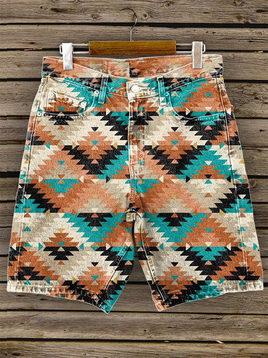 Women's Vintage Western Style Double Pocket Shorts