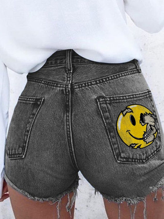 Women's Fashion Printed Hip-Stretching Sexy Denim Shorts
