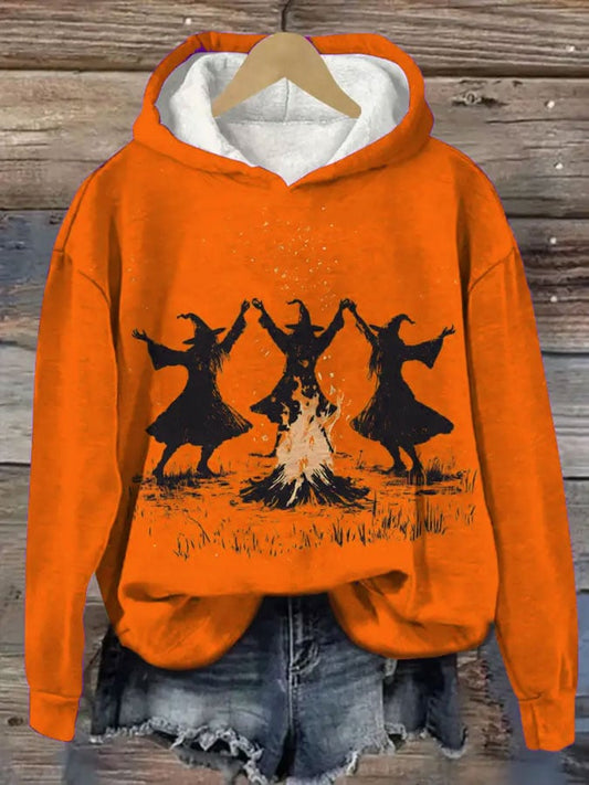 Women's Halloween Printed Hooded Sweatshirt